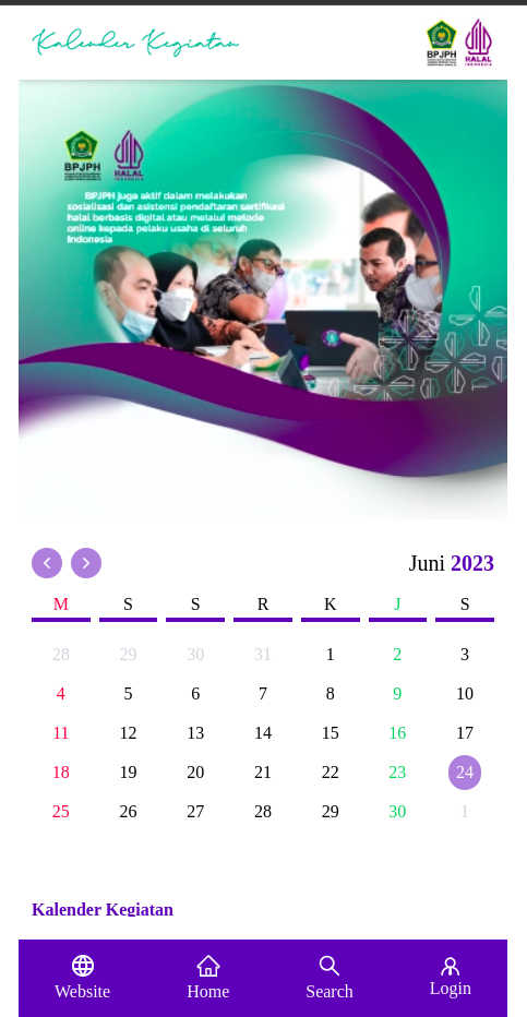 Calender Event for Halal Kemanag RI